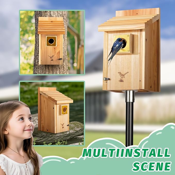 Premium 2pk XXXLL Bluebird Houses for Outside,Heavy Duty Western Red Cedar Audubon Bird House for Outdoor,Wall Pole Mountable,1.5” Metal Guard Hole 13/16" Thick, Assembling Need, 2026 Updated Version