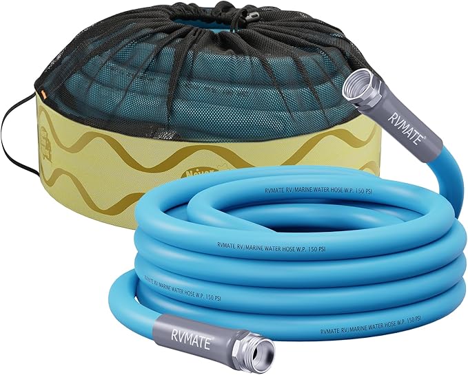 RVMATE RV Water Hose 25FT, 5/8” Inner Diameter Drinking Water Hose Lead-free, No Leaking Garden Hose For RV/Trailer/Camping, RV Accessories