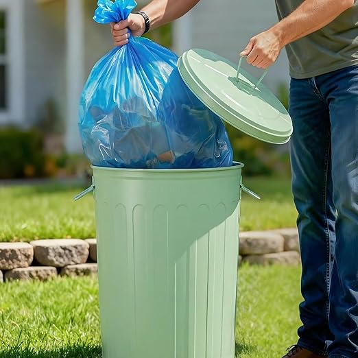 Plexon 20 Gallon Metal Trash Can with Lid Outdoor Large Garbage Can Decorative Trash Can Heavy Duty Powder Coated Metal Bucket with Lid for Garage Workshop Ash Storage Farmhouse, Green