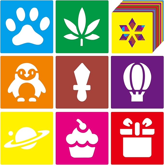 24 PCS Sidewalk Chalk Stencils for Kids 5 Inch Sidewalk Chalk Stencils Outside Stencil for Painting Garden Themed Kids Style Collection