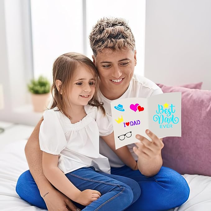 Augshy 56pcs Father's Day & Mother's Day Stencils, 3x3 Inch, Reusable, PET Material, Artistic Crafts & Home Decor