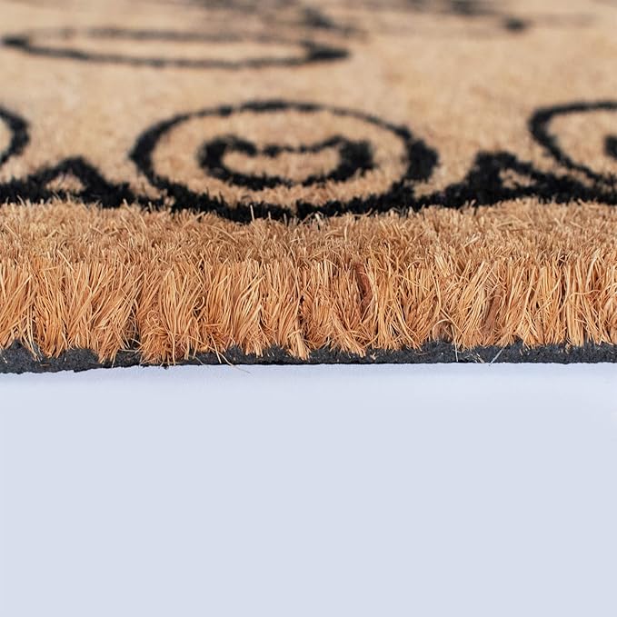LuxUrux Welcome Mats Outdoor Coco Coir Doormat, with Heavy-Duty PVC Backing - Natural - Perfect Color/Sizing for Outdoor/Indoor uses. (17 x 30, Marzipan)