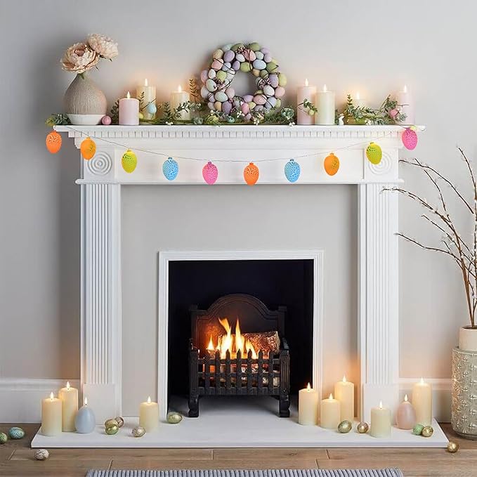 Egg Easter Lights Decorations, 10 Lights 8.5FT Multi Color Lights White Wire Pastel String Lights for Easter Decorations Outdoor Indoor, Plug in
