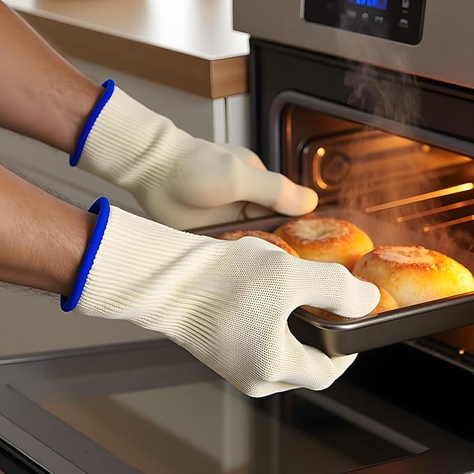 G & F 1689L Dupont Nomex® & Kevlar® Heat Resistant Oven Gloves, for BBQ, Fireplace,and Grilling. Commercial Grade, Large, Sold by 1 Piece
