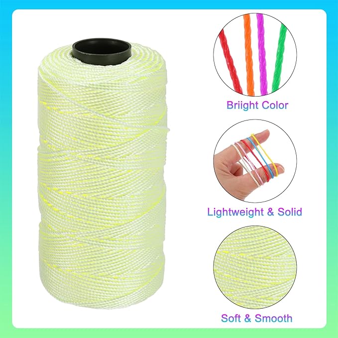 MECCANIXITY Nylon String 3 Strands Twisted Mason Line 1.5mm x 218 Yards Nylon Twine String for DIY Projects, Home Improvement, Gardening, Gift Wrapping, Christmas Party Supplies, Light Yellow