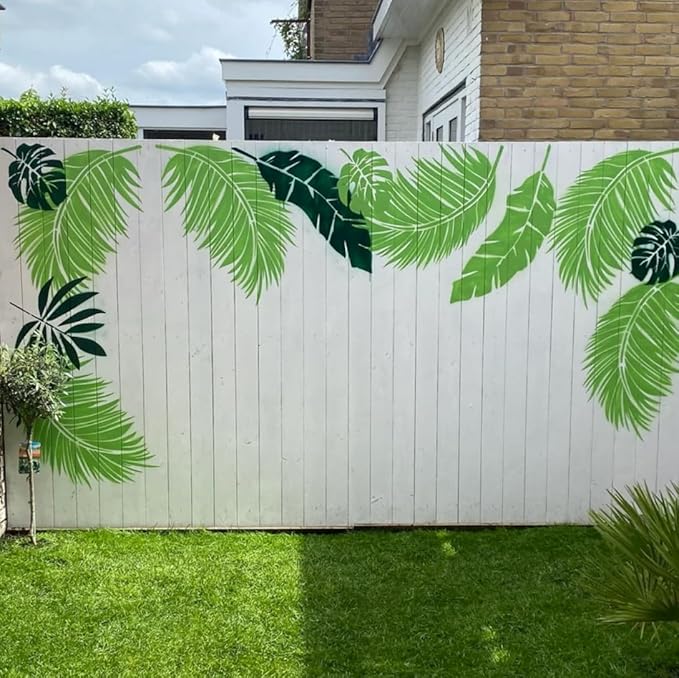 Large Leaf Stencils for Painting on Walls Fern Palm Stencil Tropical Leaves Wall Stencils for Crafts Furniture Wood Fabrics