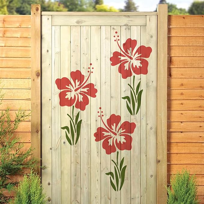 8 Pcs Large Flower Stencils for Painting, 11.81 X 11.81 Inch Flower Stencils for Crafts Reusable, Wood and Wall Stencils for Painting Large Pattern, DIY Templates Holiday Wall Paper (C)