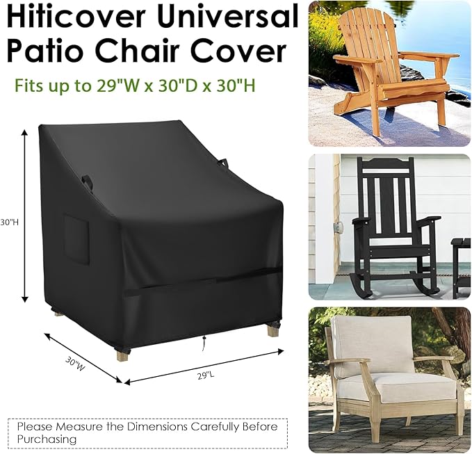 Outdoor Patio Adirondack Chair Covers 2 Pack, Waterproof Heavy Duty Lawn Chairs Cover for Outdoor Furniture, Patio Rocking Swivel Chair Covers, 29" L x 30" W x 30" H