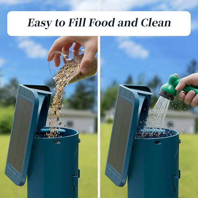 Smart Bird Feeder with Camera Solar Powered, 5GHz/2.4GHz, 2K HD Live View, AI Bird Species Identify, Instant Arrival Alerts, Weatherproof Outdoor Bird Feeder Camera, Best Gift for Bird Lovers