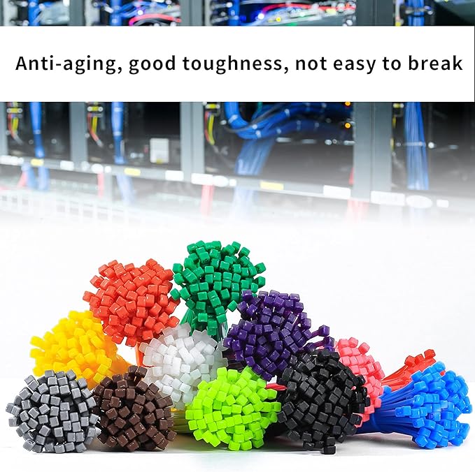 HexinYigjly1200 Pcs Mixed Colored Zip Ties, 4 Inch Multicolor Self-Locking Nylon Cable Zip Ties, 12 Assorted Colorful Cable Ties Resistant for Home Office Garden Garage Workshop chicken leg bands