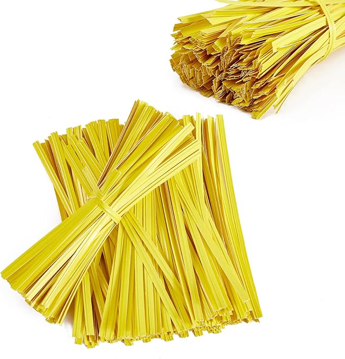 Tangyinrd 500 Pcs 5" Yellow Paper Twist Ties, for Party Cello Candy Bread Coffee Bags Cake Pops