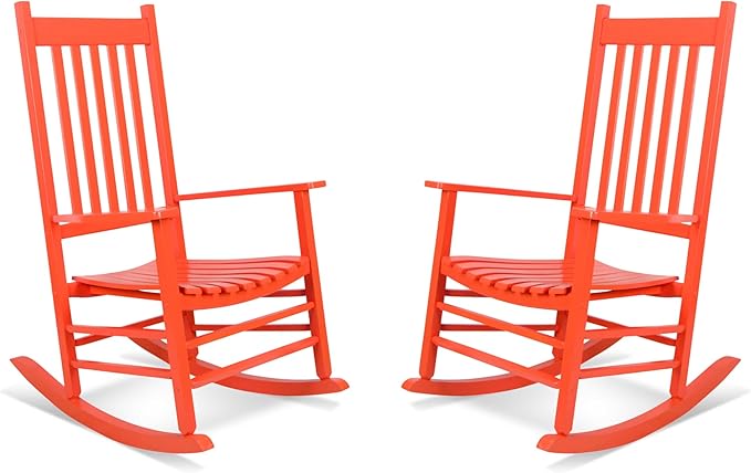 Shine Company Vermont Rocking Chairs, Outdoor Front Porch Rocker Set of 2, Tuscan
