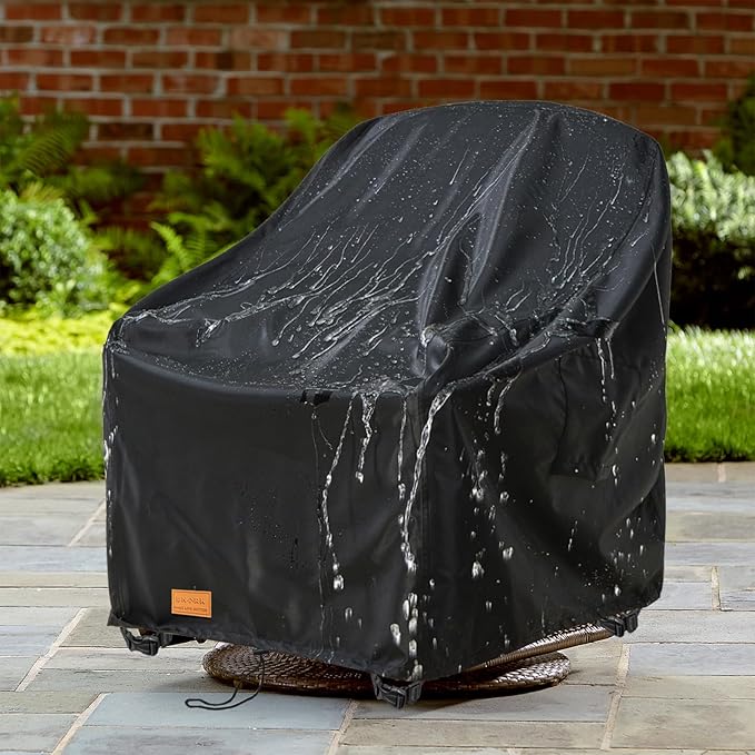 Outdoor Swivel Chair Covers Waterproof 1 Pack, Outdoor Chair Covers Patio Furniture Cover for Deck Patio Swivel Chair Heavy Duty, 30 W x 34 D x 36 H inches,Black