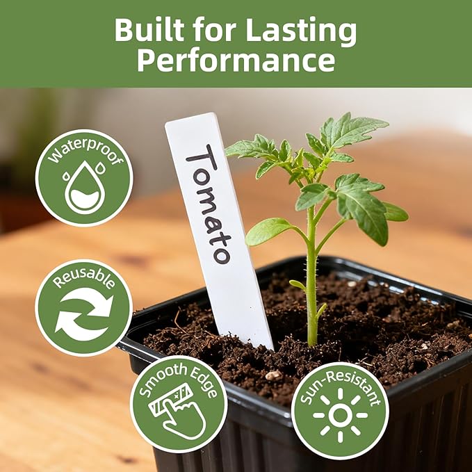 330Pcs Plant Labels with Marker Pen, 4" Plant Tags for Garden Waterproof, Reusable Plastic Plant Markers Garden Labels for Seedlings, Vegetables, Flowers, Gardening Organization Kit