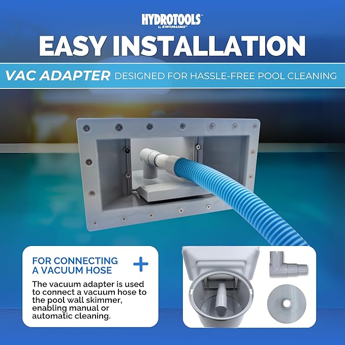 SWIMLINE HYDROTOOLS GREY Standard Wide Mouth Above Ground Pool Skimmer Kit | ABS Construction | Pool Skimmer | Wide Mouth | Snap-In & Removable Weir | Above Ground Pool Skimmer | Easy Basket Access