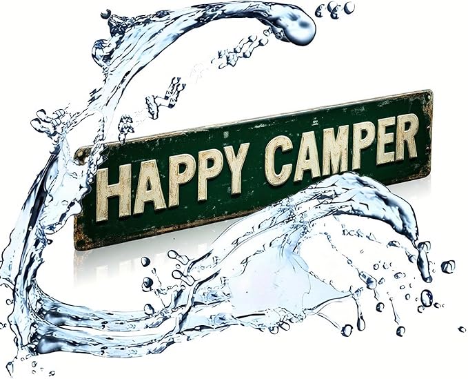 Bar Sign Bar Gifts Vintage Metal Wall Decor Sign"HAPPY CAMPER" Street Sign Funny Man Cave Decor Accessories for Home, Bar, Bathroom, Bedroom Unique Retro Tin Signs for Outdoor 4 X 16 inches
