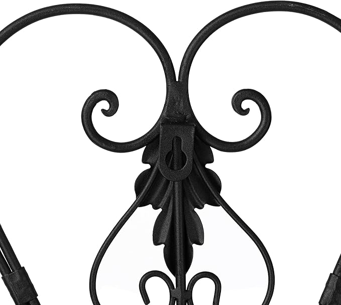 Glitzhome Traditional Iron Scroll Wall Decor, Outdoor Metal Wall Art Scroll-Work with Sturdy Powder-Coated Matte Black Finish Garden Wall Art, Black, 23.75" D