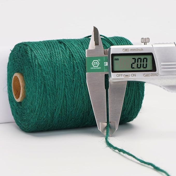 Anwyll 656Feet Green Twine String - 2MM Thick Natural Jute Twine String Heavy Duty Garden Twines Strings Hemp Rope for Climbing Plants Gardening Tomatoes Crafts Gift Wrapping Christmas Decorations