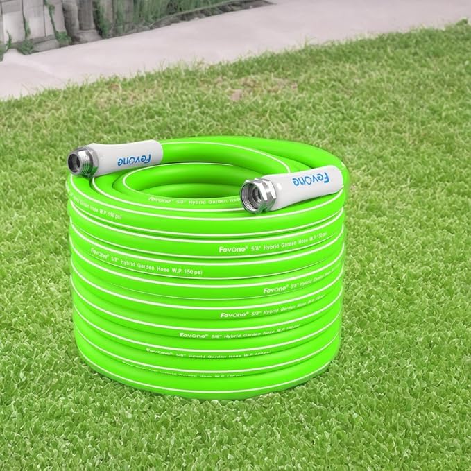 Fevone 100 ft Kink Free Garden Hose, All Weather Flexible, Heavy-Duty & Durable, Leak-Free Connection