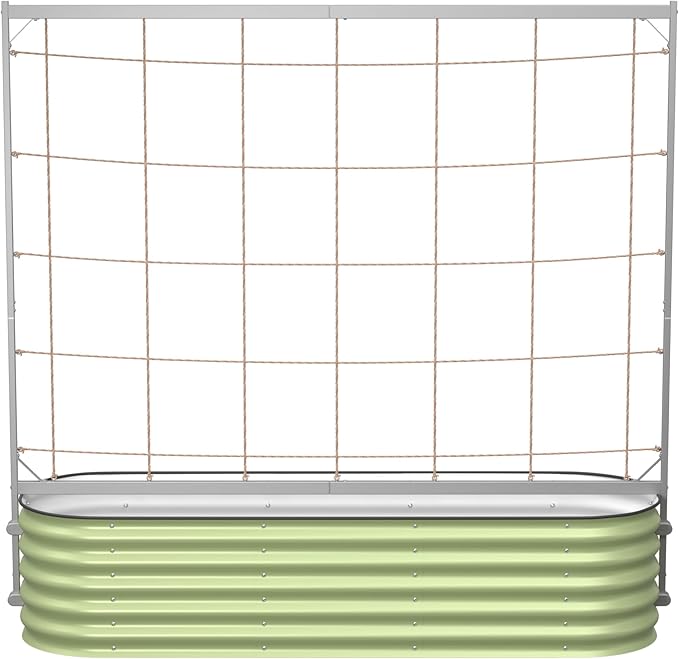 Vego Garden Metal Frame Climbing Trellis, Garden Trellis for Tomato Plants Like Cucumber Beans Tomatoes & Vines, 6.5ft Long Metal Trellis for Raised Garden Beds