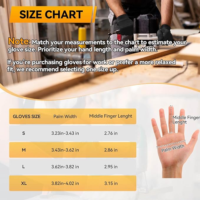 OZERO Work Gloves for Men Women: Mechanic Glove Touchscreen Firm Grip Dexterity Light Duty Gloves for Gardening Construction