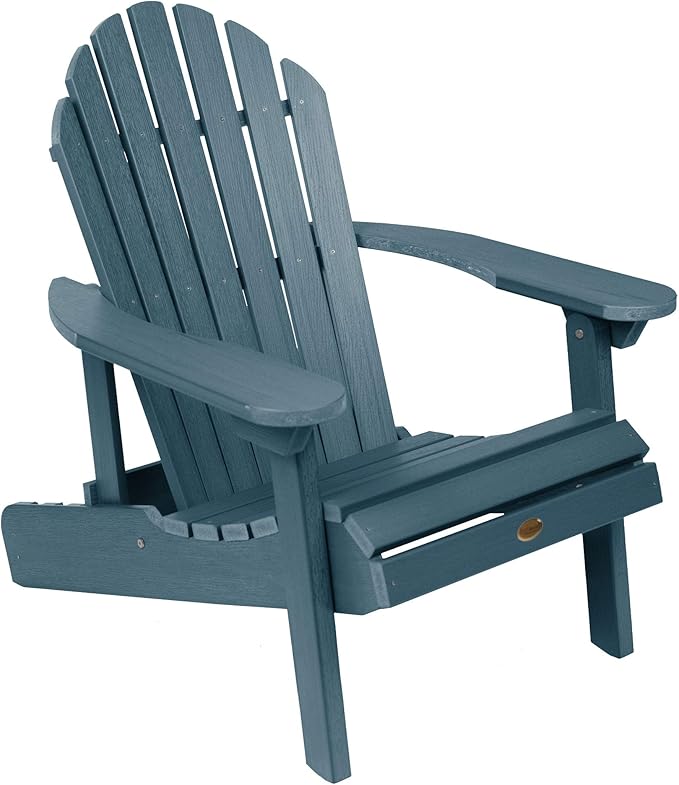 highwood Hamilton Made in the USA Folding and Reclining Adirondack Chair, Adult Size, Nantucket Blue