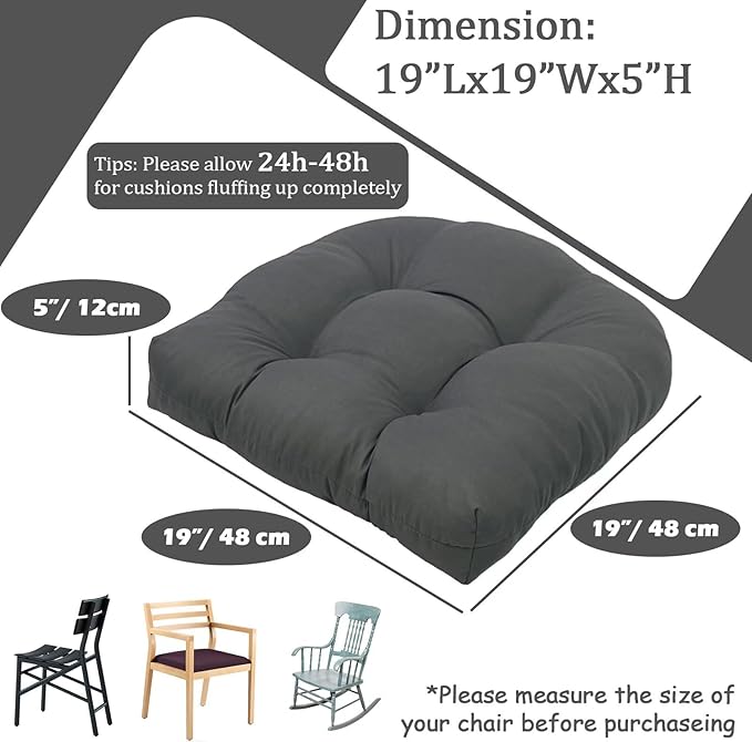 MTMR Outdoor Chair Cushions Set of 2, Water-Repellent 19”X19” Patio Chair Cushions with High Elasticity PP Cotton, No Fading Tufted Patio Seat Cushions for Outdoor Furniture, Thick Outdoor Cushions