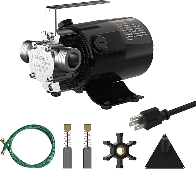120V Electric Water Pump - 330 GPH Utility Pump, 1/10 HP for Rain Barrel, Garden Hose, Ponds, Pools, Aquariums, Hot Tubs