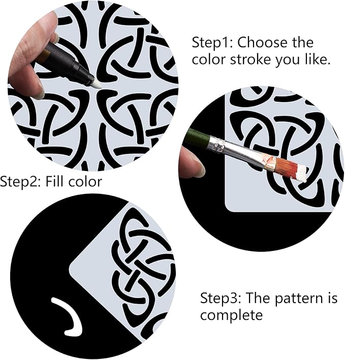 GORGECRAFT 12"X12"Celtic Stencil Triquetra Knot Templates Viking Symbol Wicca Reusable Plastic Drawing Painting Stencils Template for Painting on Card Wall Fabric Tile Canvas Crafts DIY Home Decor