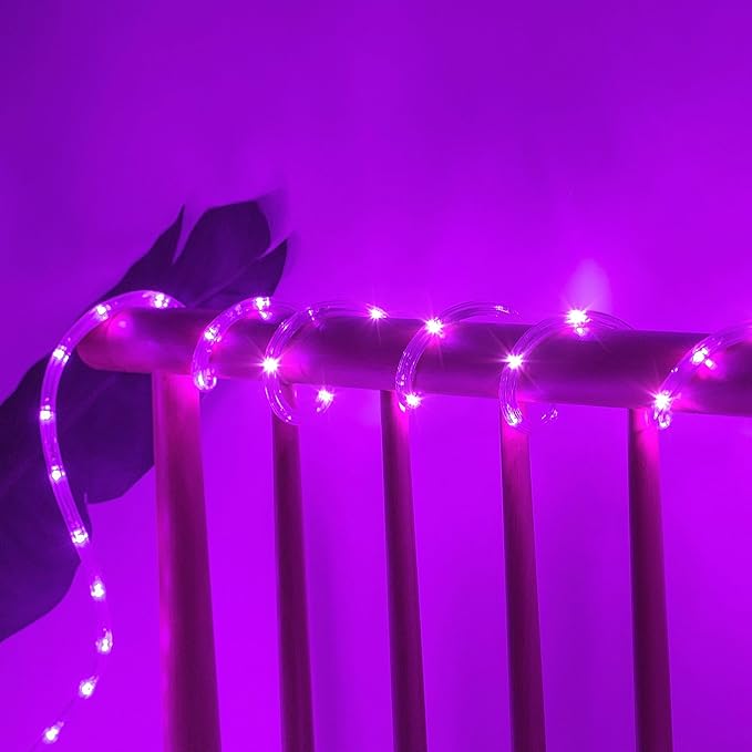 Waterproof LED Rope Lights, Connectable & Flexible with 8 Modes, Outdoor Lighting for Deck, Garden, Pool, Patio & Christmas Decor (Purple, 20ft)