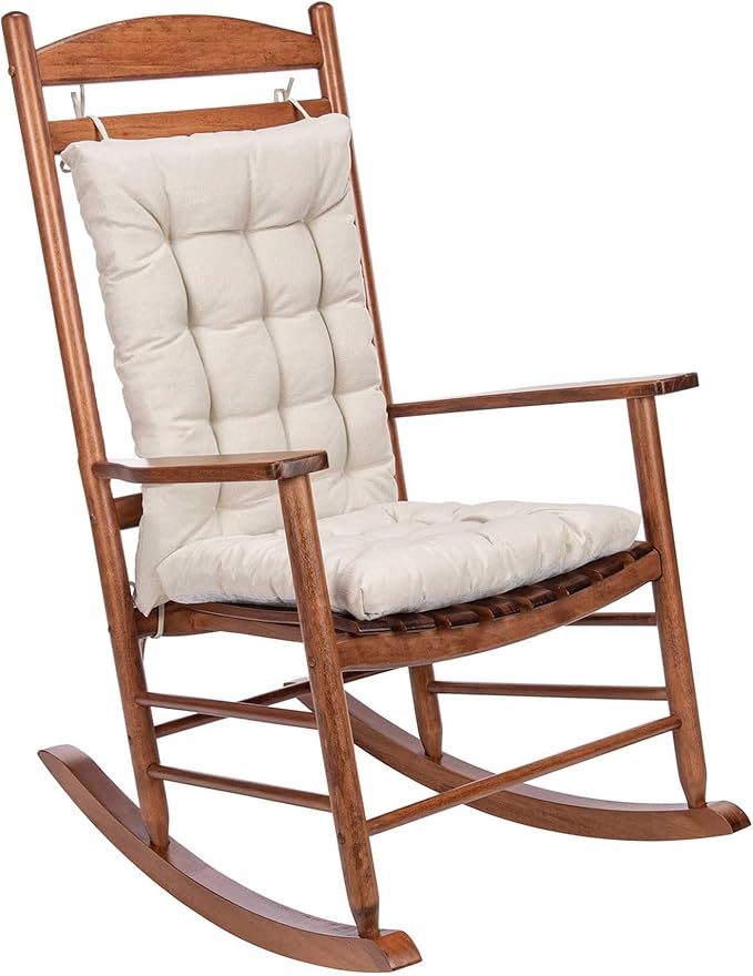 Rocking Chair Cushions Comfortable Tufted Seat Cushion Pads Non-skid Backed Set of Backrest and Seat Bottom for Porch Rocker Cane Adirondack Outdoor Indoor Chair (Cream, Backrest-24X17,Bottom-17x17)