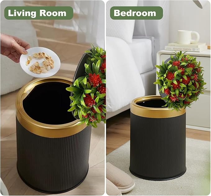 Yatmung 2.6 Gal Dog Poop Trash Can Outside - Outdoor Poop Garbage Can - Small Pet Waste Container with Lid - Front Porch, Waste Bin for Bathroom, Bedroom, Office - Plant Styled Dog Poop Bucket - Grey