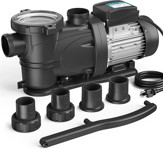 In/Above Ground Pool Pump, Self Primming High Flow (with Timer, 3HP, 8964 GPH, 115V)