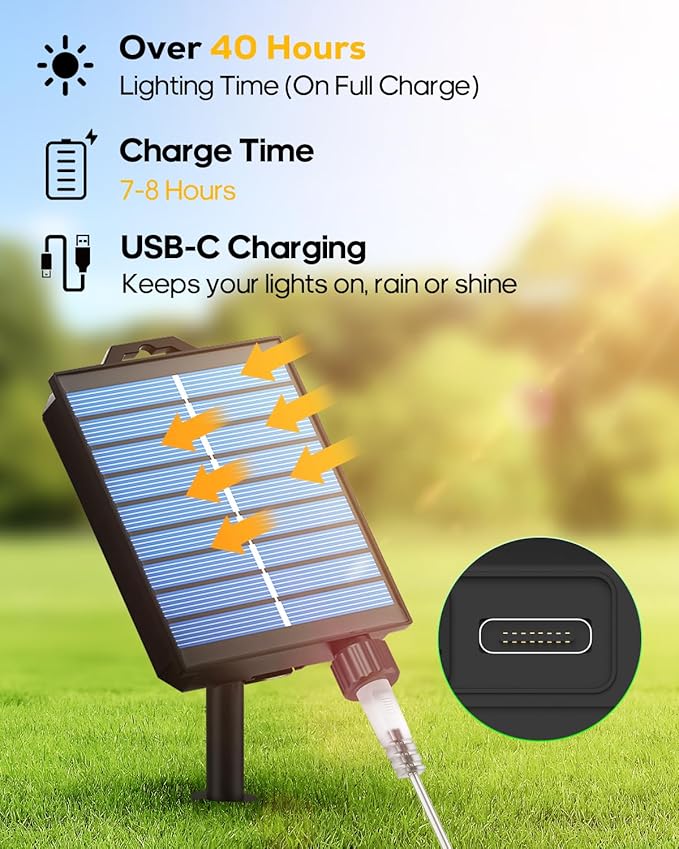 ICRGB Solar Rope Lights Outdoor, 66Ft 200LED 1800mAh Christmas String Lights with Remote, Type C, 19 Modes & Timer, IP67 Waterproof, Solar Light for Tree Patio Porch, Warm White to Multicolor