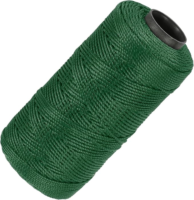 MECCANIXITY Nylon String 3 Strands Twisted Mason Line 1.5mm x 218 Yards Nylon Twine String for DIY Projects, Home Improvement, Gardening, Gift Wrapping, Christmas Party Supplies, Dark Green