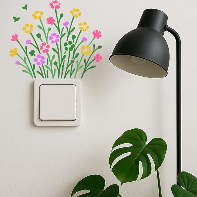 16PCS Large Flower Stencils for Painting on Walls Wildflower Stencils with Brushes Floral Spray Paint Stencil Reusable Drawing Template for Walls Garden Fence Furniture Fabric Card