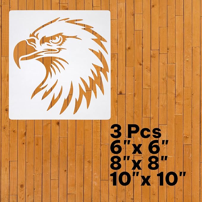 Eagle Stencil Template – Bold Reusable Bird Stencil for Patriotic Designs, Painting, Crafts and DIY Projects (3 Pcs Set)