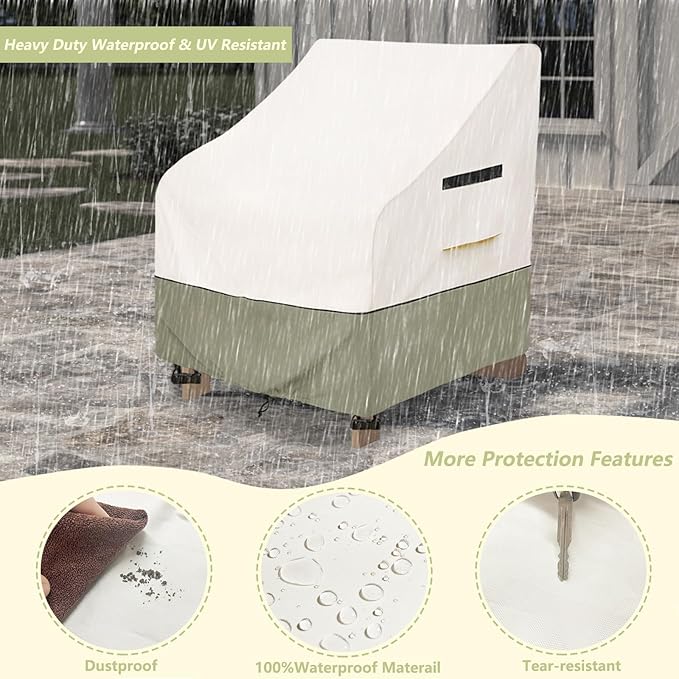 Patio Adirondack Chair Cover 28 W x 31 D x 36 H inches,600D Heavy Duty Waterproof Outdoor Chair Covers,Patio Furniture Covers for Adirondack Chair,Beige