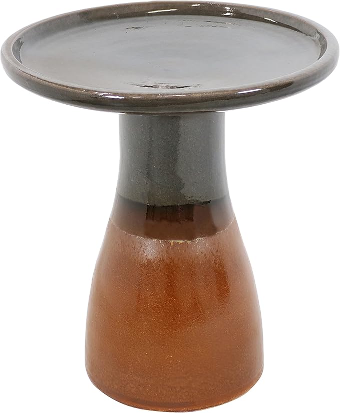 Sunnydaze 21" H Ceramic Bird Bath for Outside - Hand-Painted Outdoor Bird Bath Bowl, UV/Frost-Resistant Finish - Dusty Rose