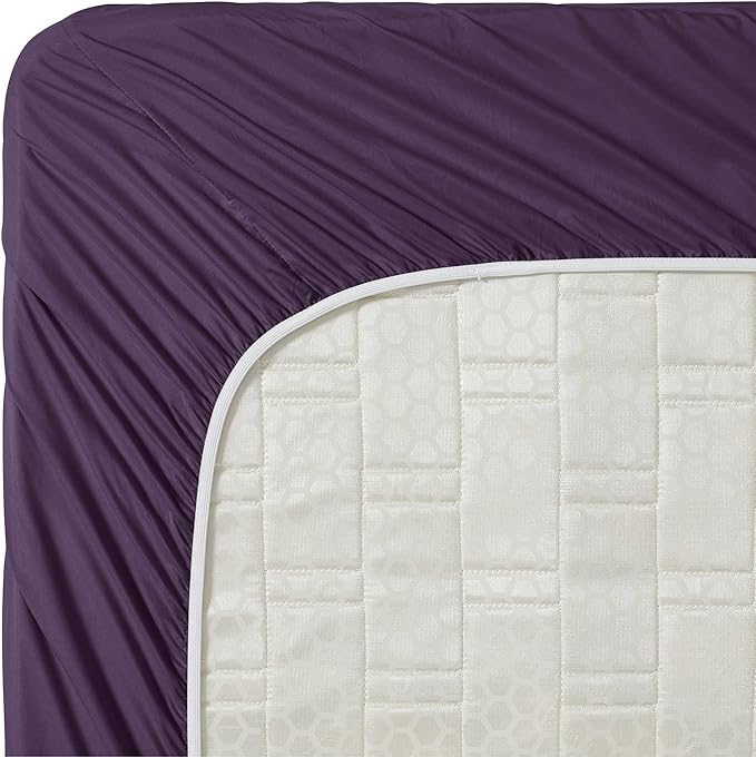 Clara Clark 1800 Premier Series 4pc Bed Sheet Set - King, Purple Eggplant