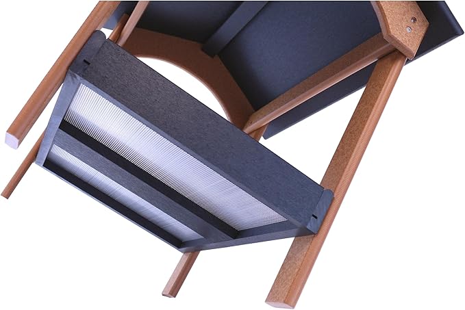 AmishToyBox.com Ground Bird Feeder, Deluxe Fly-Through Covered Feeder for Birds and Squirrels with Screen Mesh Tray (Black/Cedar)