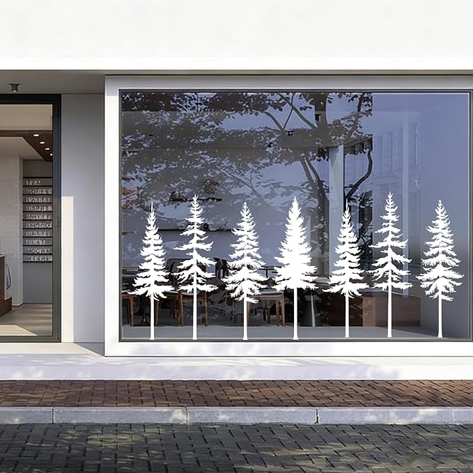 8pcs Large Pine Tree Stencils 4 Styles Reusable Tree Wall Stencils 32.5'' - 34'' Tall Forest Mural Drawing Templates for Wall DIY Art Crafts Painting Garden Wood Fence Tile