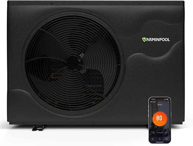 58000BTU Smart Inverter Pro Pool Heat Pump for Inground & Above Ground Pools up to 18000 Gallons, WiFi Enabled Electric Pool Heater with Heating & Cooling, 220V, Timer Control