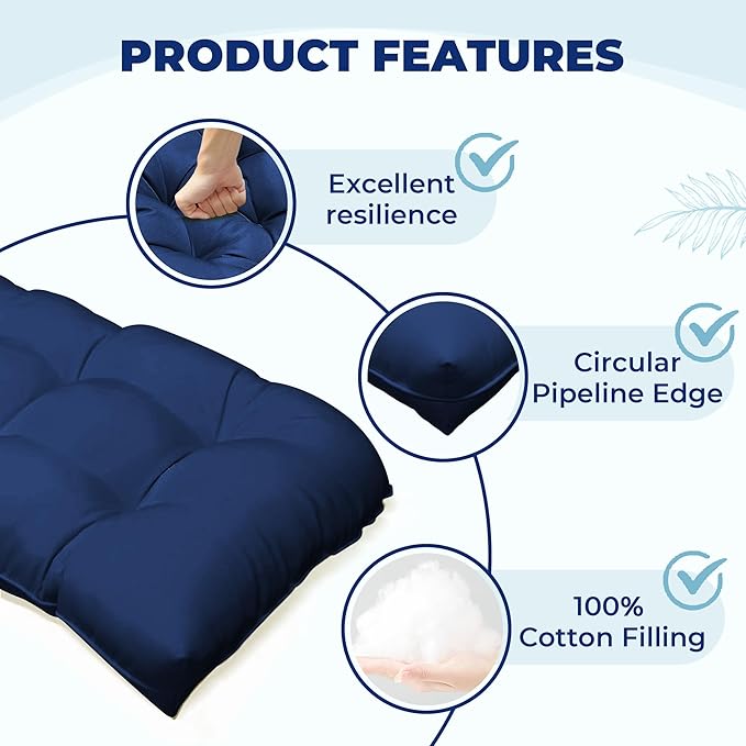Wicker Chair Cushions of 5 Pieces, Waterproof Outdoor Loveseat Cushion for Wicker Furniture, 1 Love Seat Cushion, 2 U-Shape and 2 Lumbar Pillows for Patio Furniture (Blue)