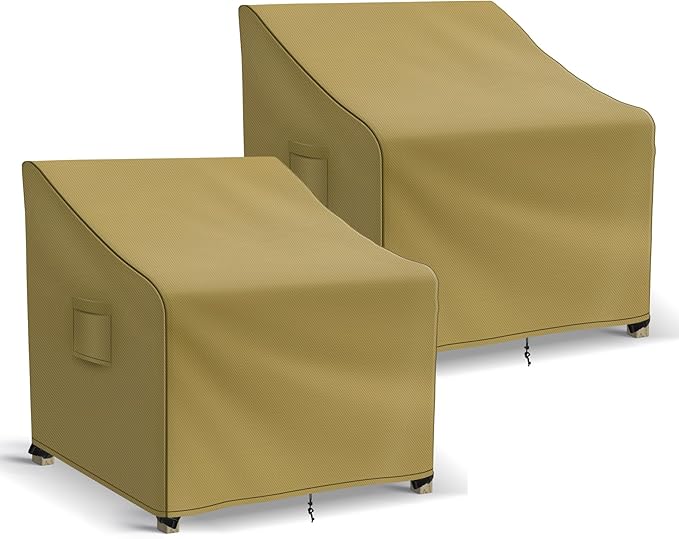 Patio Furniture Covers Waterproof for Chairs, Lawn Outdoor Chair Covers 2 Pack, Patio Chair Covers for Outdoor Furniture Fits up to 30W x 37D x 31H inches, Khaki