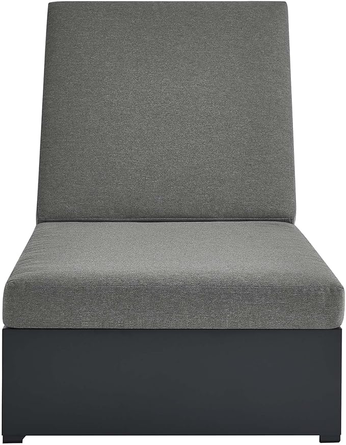 Modway Tahoe Aluminum Outdoor Chaise Lounge in Gray Charcoal with Weather-Resistant Cushions, Perfect Patio Sunbed or Recliner Chair for Pool Furniture