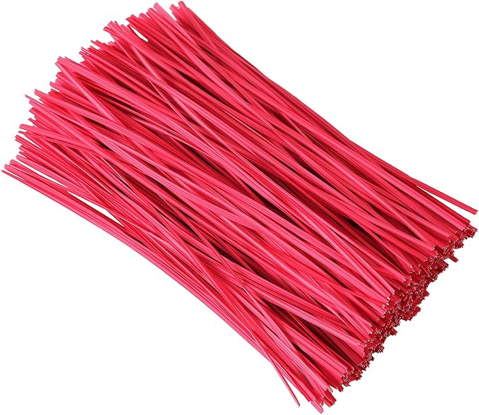 Tangyinrd 300 Pcs 6 inch Red Plastic Twist Ties, Cable Ties, for Bags, Gardening Tools