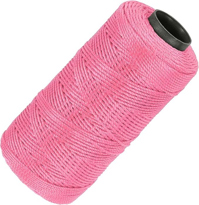 MECCANIXITY Nylon String 3 Strands Twisted Mason Line 1.5mm x 218 Yards Nylon Twine String for DIY Projects, Home Improvement, Gardening, Gift Wrapping, Christmas Party Supplies, Rose Pink