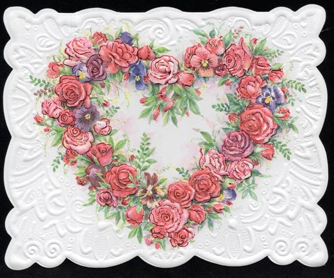 Poster Foundry Set of 3 - Rose Heart Valentine Day Love Boxed Note Cards by Carol Wilson. 10 embossed 4x5 Die-Cut Notecards and Matching Envelopes in Decorative Gift Box with Magnetic Flap. NCP2149