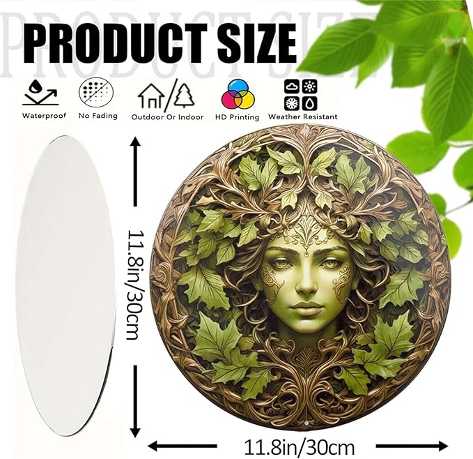 KVTTOZA 2D Metal Tree Woman Wall Art Decor, 11.8Inch Flat Outdoor Garden Wall Decors Gardens Guardian Decor Wall Art for Indoor Outdoor Room Garden Porch Fence Decor